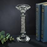 YW-00103 (36) Подсвечник из стекла со стразами, 7*19 см 