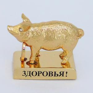 ST-PIG1-1 (192) 4*2,4*3,8 см. Свинья с монеткой и пожеланием, два хрустал. в глазах