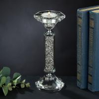 YW-00103 (36) Подсвечник из стекла со стразами, 7*19 см 