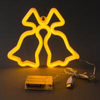 YW-00140 (60) Световая фигура "Колокольчики" на батарейках, с USB кабелем, 23*20*2 см