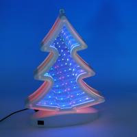 YW-00148 (40) Световая фигура "Елка" с 3D эффектом на батарейках и USB кабелем, 20*28*4 см