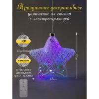 R-71724 (24) Стеклянная звезда со светодиодной подсветкой (мульти), пульт, подвеска 18*5*18см