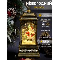 M-AO-08336 (12) Фонарь LED с эффектом снегопада и композицией из полистоуна, 9*9*20,5cм