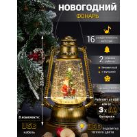 M-AO-21040 (6) Фонарь LED с эффектом снегопада и композицией из полистоуна, 15,5*11*23,5cм