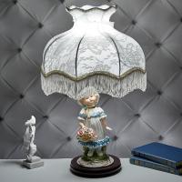 M-QP-80228L (4) Лампа с фарфоровой статуэткой "Девочка с корзиной цветов" 17*19*60 см
