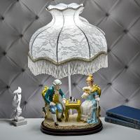 M-QP-80241L (4) Лампа с фарфоровой статуэткой "Игра в шахматы" 28*18*60 см