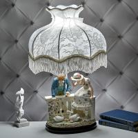 M-QP-80263L (4) Лампа с фарфоровой статуэткой "Влюбленная пара с лебедями" 24*18*60 см