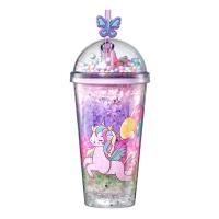 M-SG-062105 (60)  Бокал с трубочкой акриловые с LED подсветкой в крышке и в дне стакана, 450 мл.