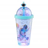 M-SG-062103/5 (60)  Бокал с трубочкой акриловые с LED подсветкой в крышке и в дне стакана, 450 мл.