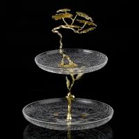 K-2004 (8) Фруктовница двухуровневая из стекла и металла, 41*32см.