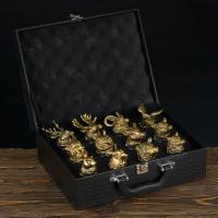 M-56804 (10) Набор из 12 стопок-перевертышей Охотник 50мл 24K Gold Color Plated d=4.8см h=9см  